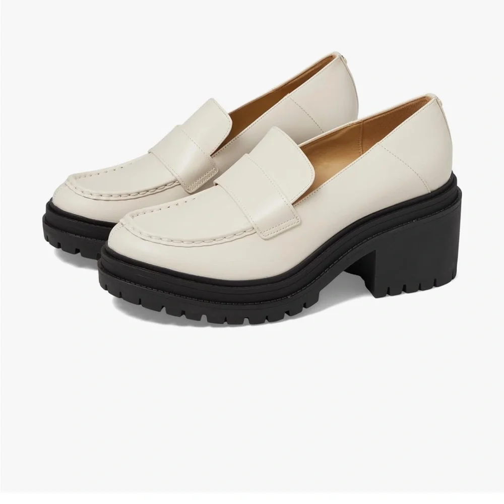 Michael Kors Rocco Block Heeled Loafer Leather LT Cream 9.5 #2